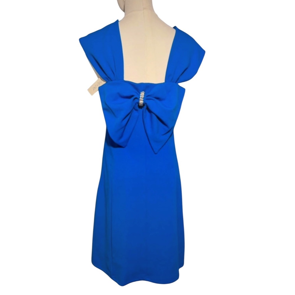 She + Sky Royal Blue Back Bow Rhinestone Cocktail Dress NWT Size Small
